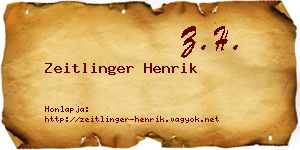 Zeitlinger Henrik névjegykártya